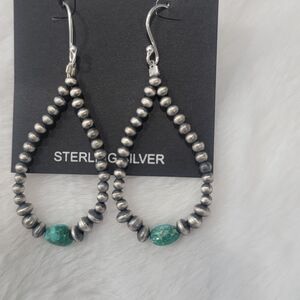 Sterling Silver Beaded Earrings with Emerald Valley Gems